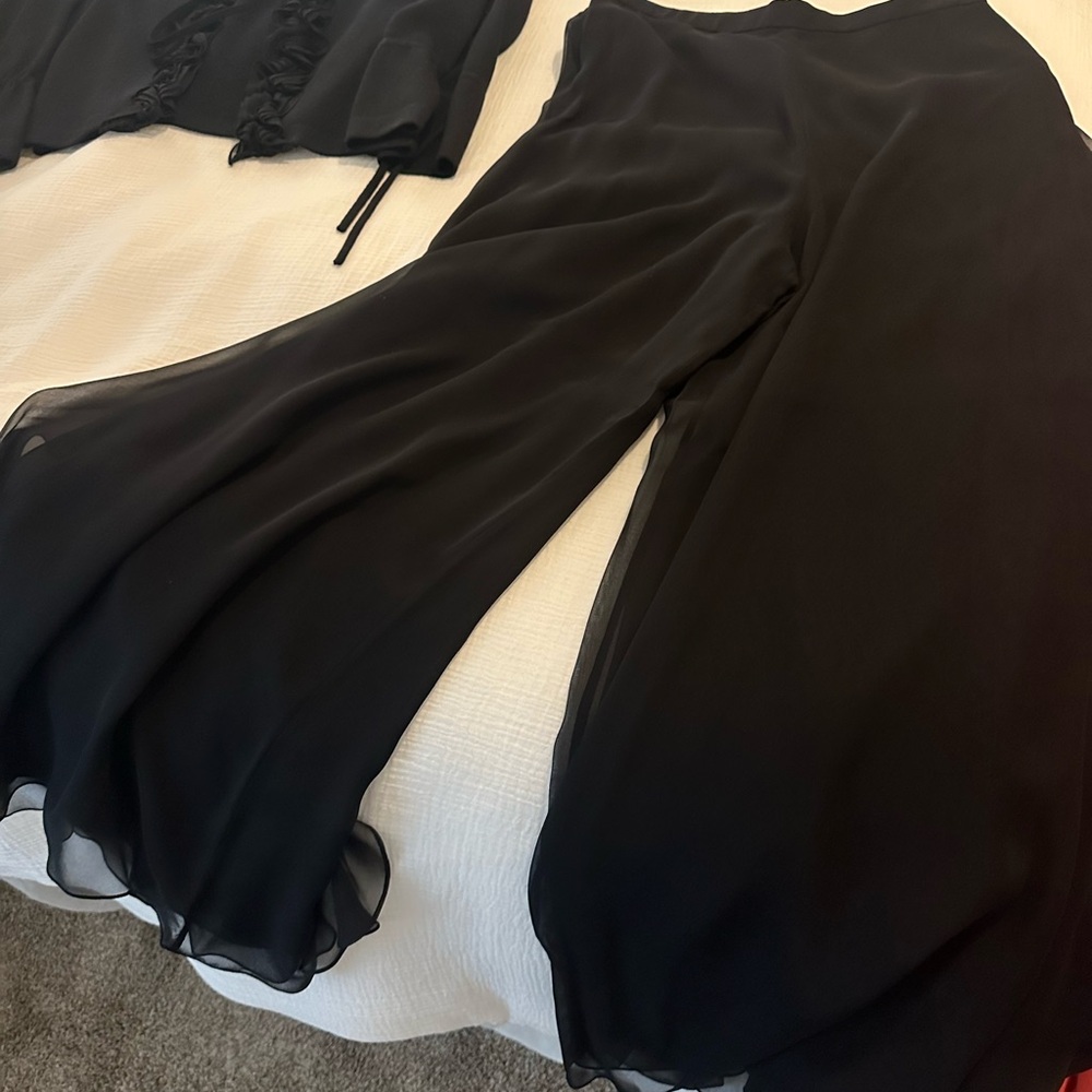 St. John Black Chiffon Pants